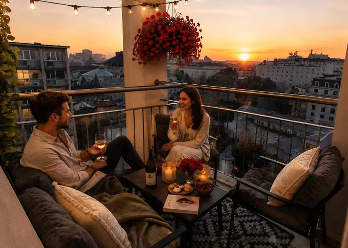 City Center Apartment With Balcony & Skyline View Bucureşti